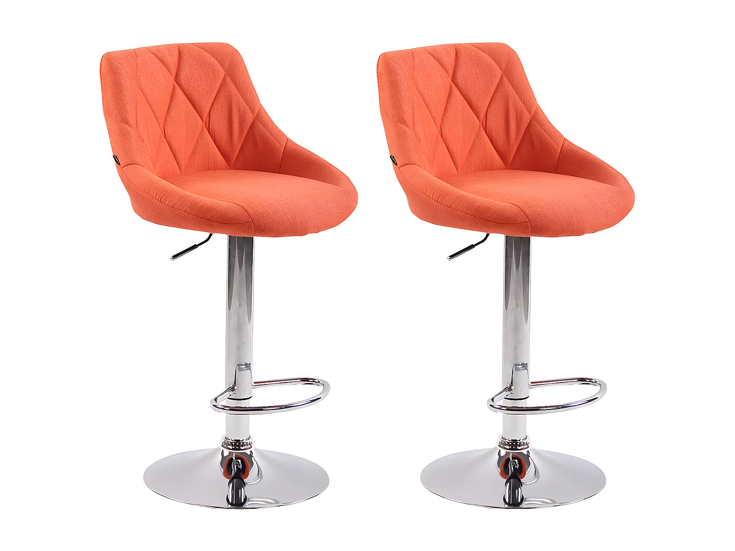 2er Set Barhocker - Stoff & Metall in Chromoptik - orange - Lazio