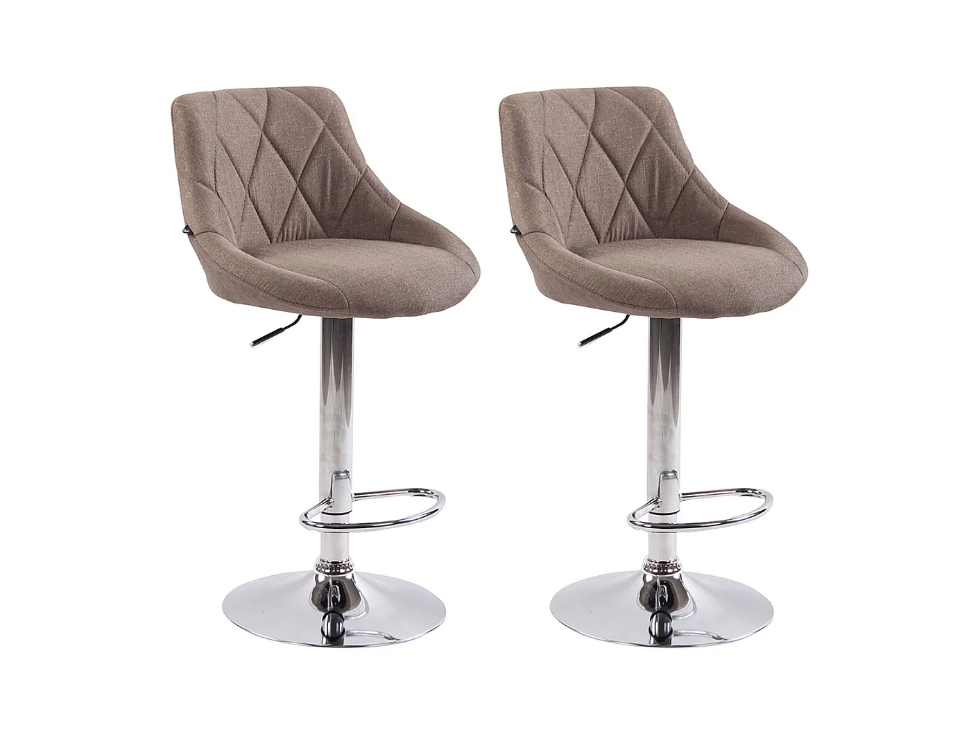 Lot de 2  Tabouret de bar - Tissu & Gris - Taupe - Lazio