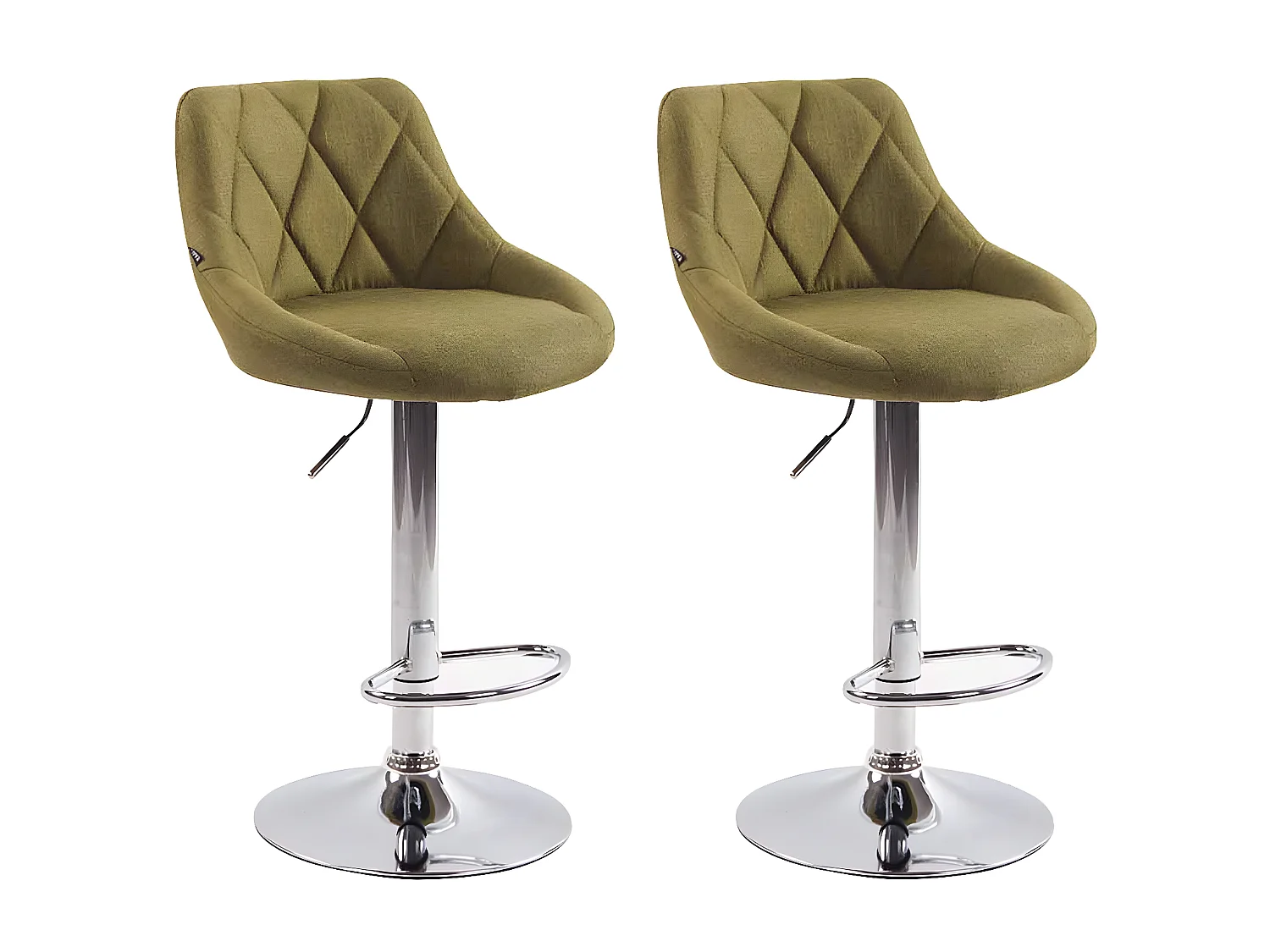 Lot de 2  Tabouret de bar - Tissu & Métal chromé - Vert - Lazio
