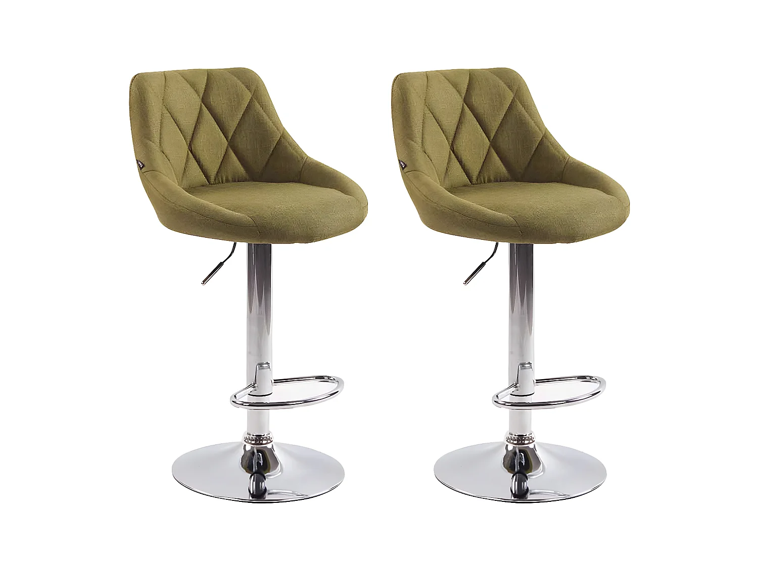 Lot de 2  Tabouret de bar - Tissu & Métal chromé - Vert - Lazio