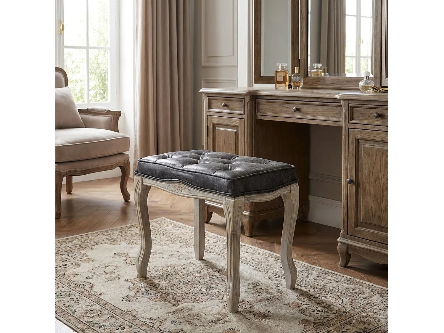 MilaniHome.it - sgabello vintage in ecopelle di design moderno vintage cm 50x36x47 hdi coloreGrigio