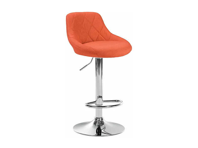 Tabouret de bar - Tissu & Chrome - Orange - Lazio