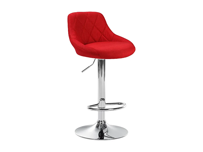 Tabouret de bar - Tissu & Chrome - Rouge - Lazio