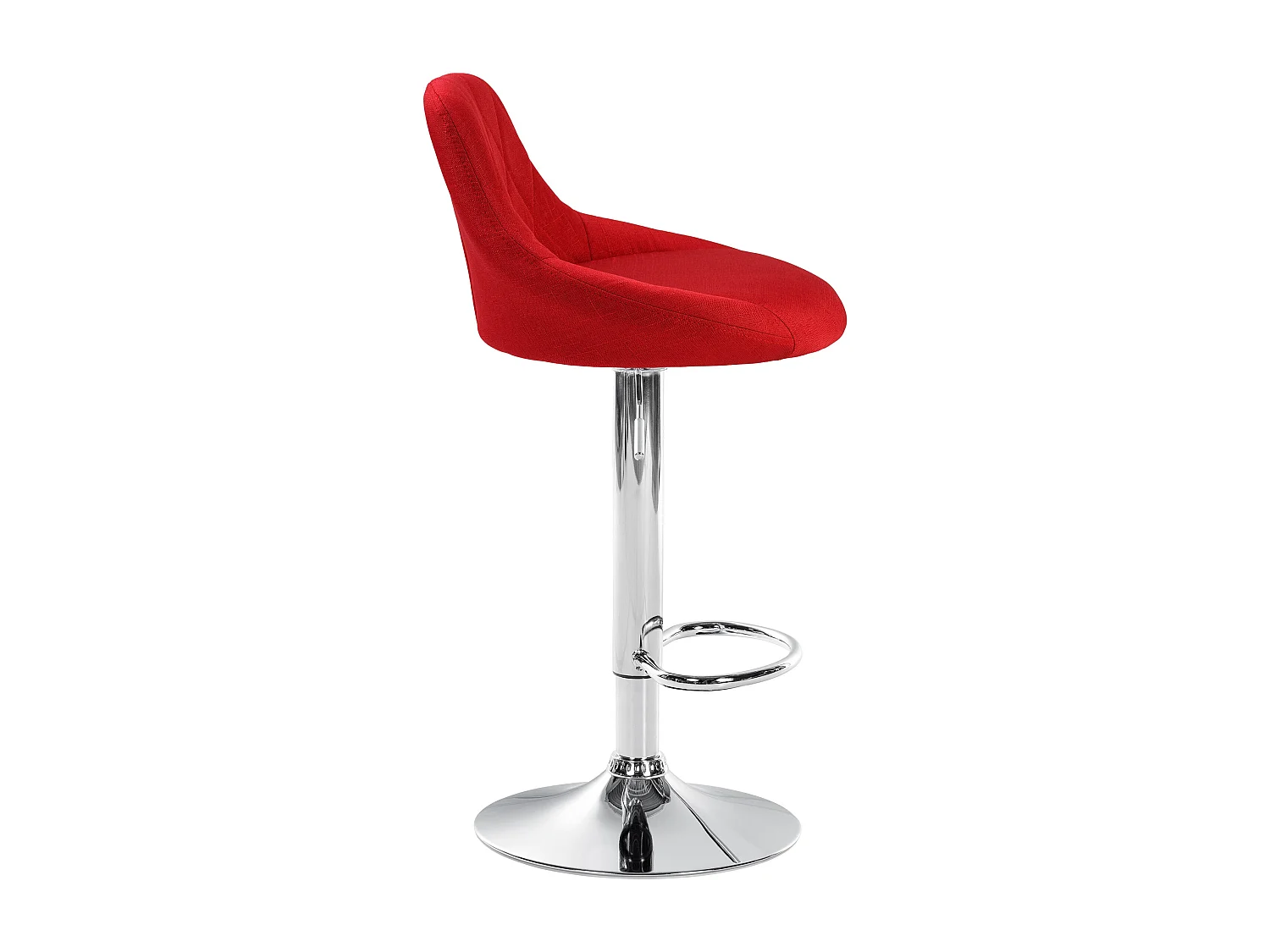 Tabouret de bar - Tissu & Chrome - Rouge - Lazio