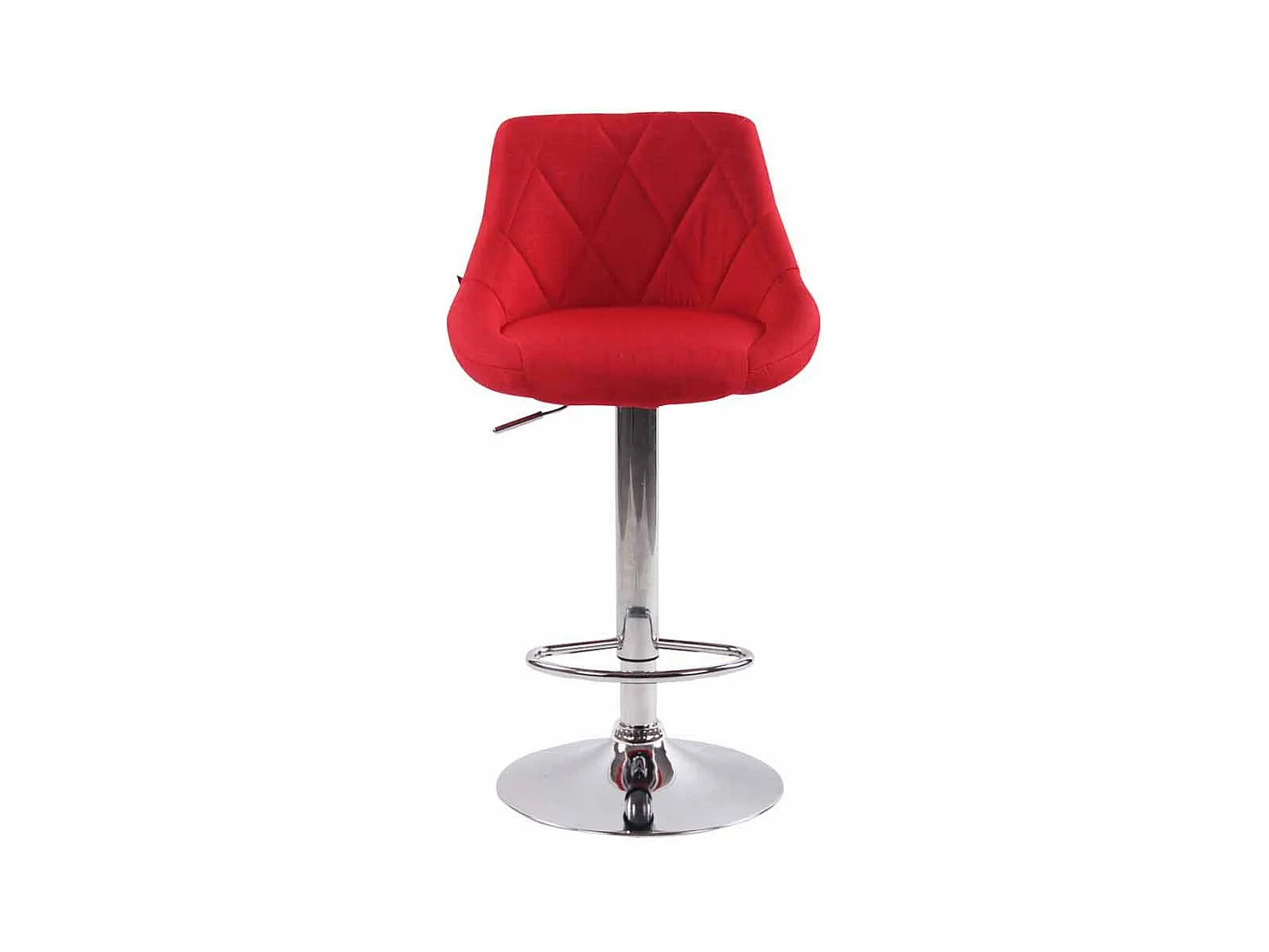 Lot de 2  Tabouret de bar - Tissu & Métal chromé - Rouge - Lazio