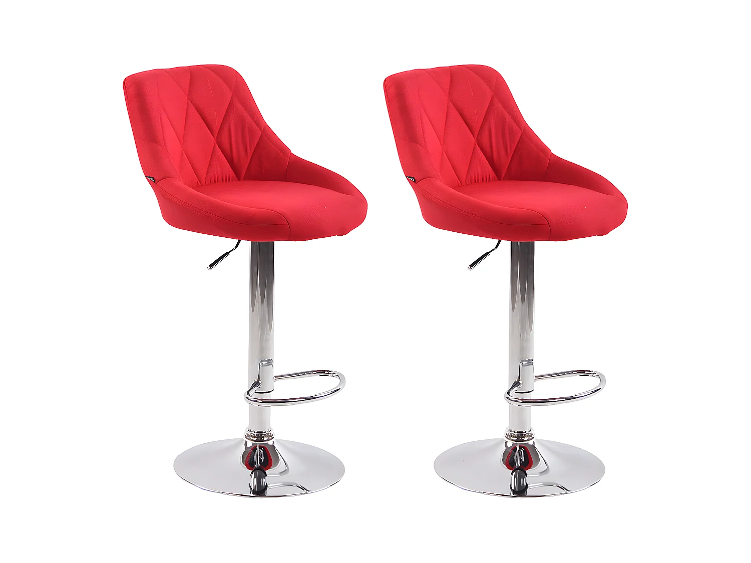 Lot de 2  Tabouret de bar - Tissu & Métal chromé - Rouge - Lazio