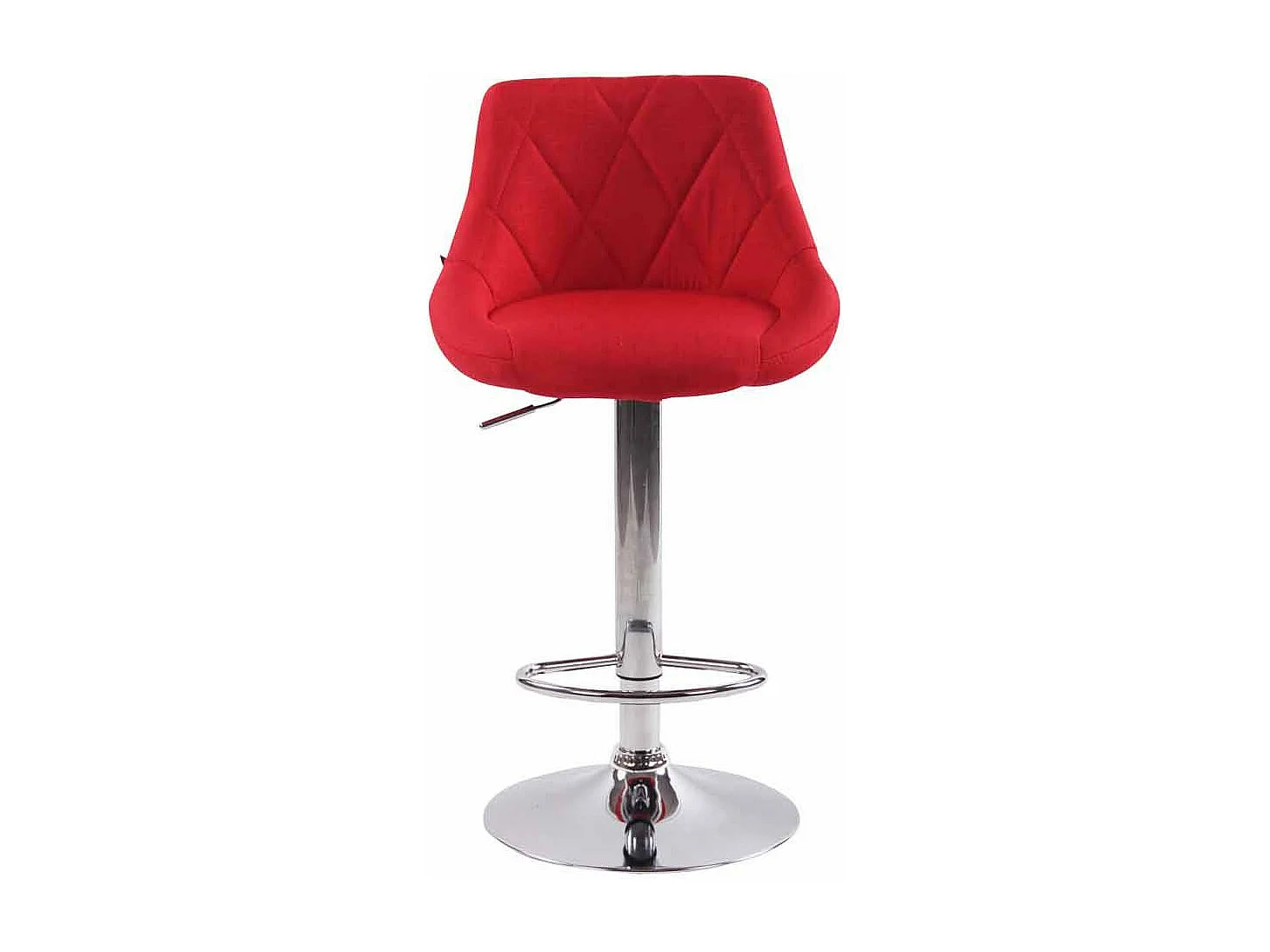 Lot de 2  Tabouret de bar - Tissu & Métal chromé - Rouge - Lazio