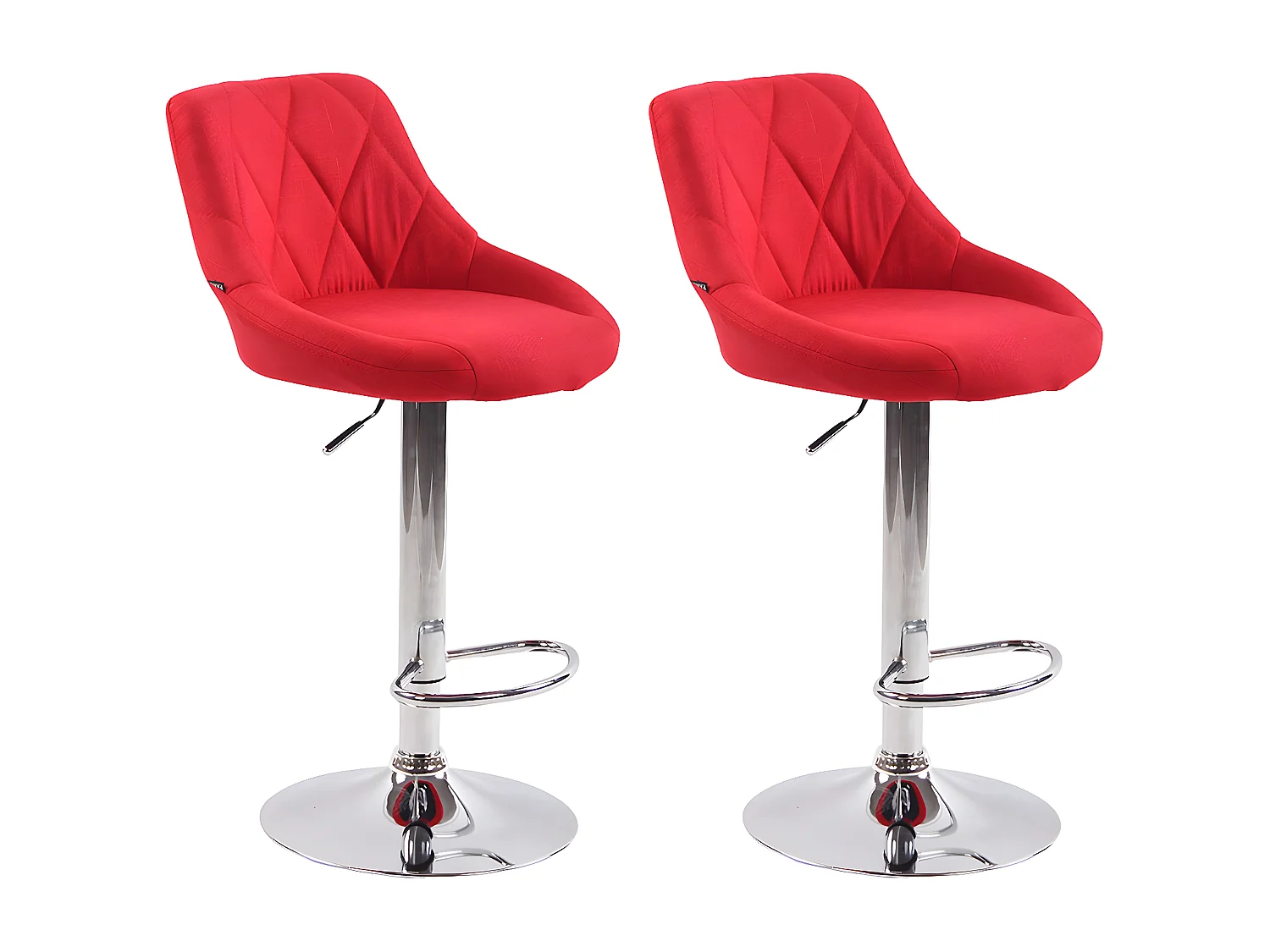 Lot de 2  Tabouret de bar - Tissu & Métal chromé - Rouge - Lazio