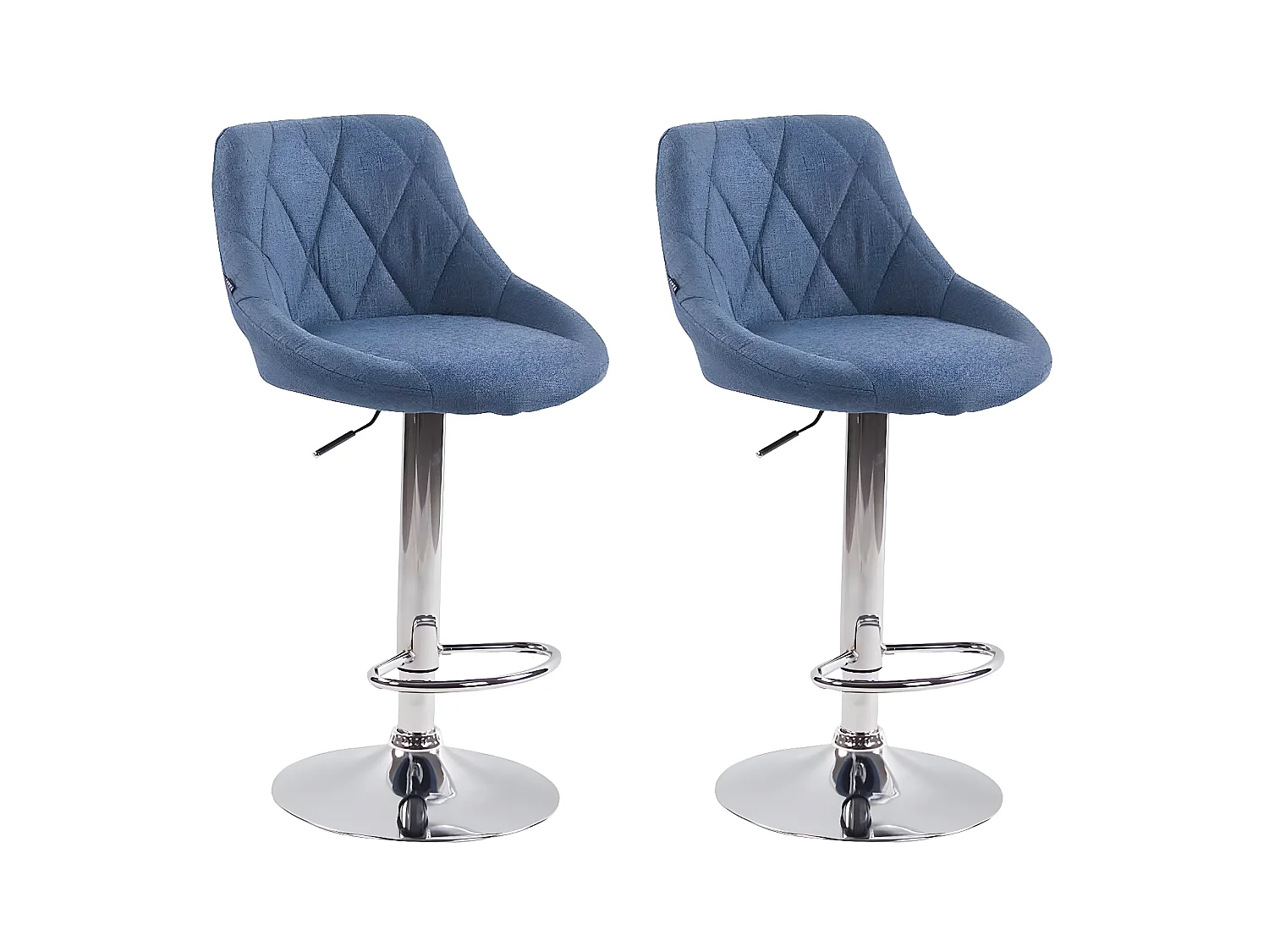 Lot de 2  Tabouret de bar - Tissu & Métal chromé - Bleu - Lazio