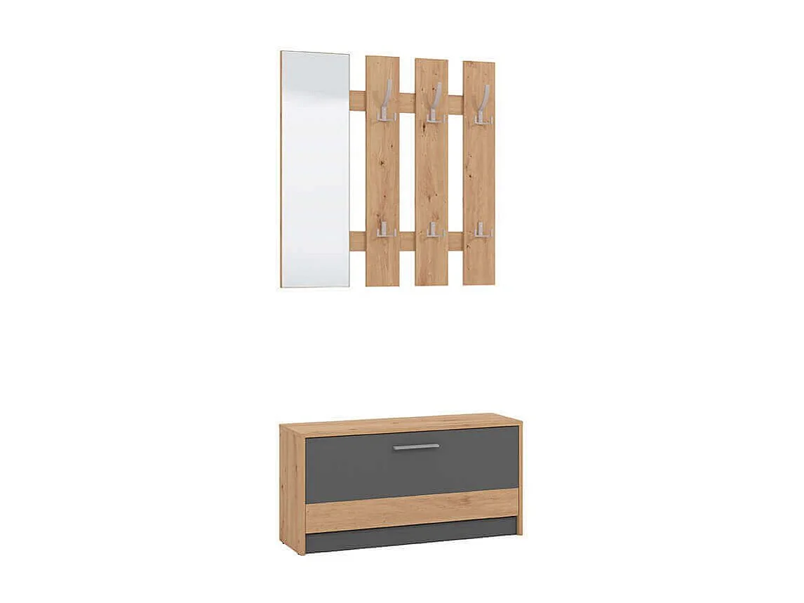 mobile ingresso appendiabiti moderno minimal in legno di design moderno industrial cm 91,6 x 28,1 x 202 h