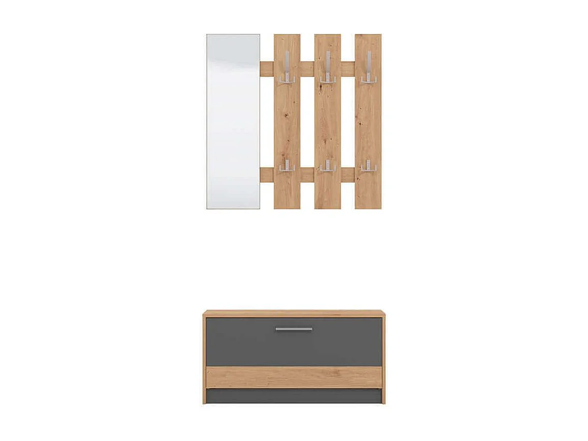 mobile ingresso appendiabiti moderno minimal in legno di design moderno industrial cm 91,6 x 28,1 x 202 h