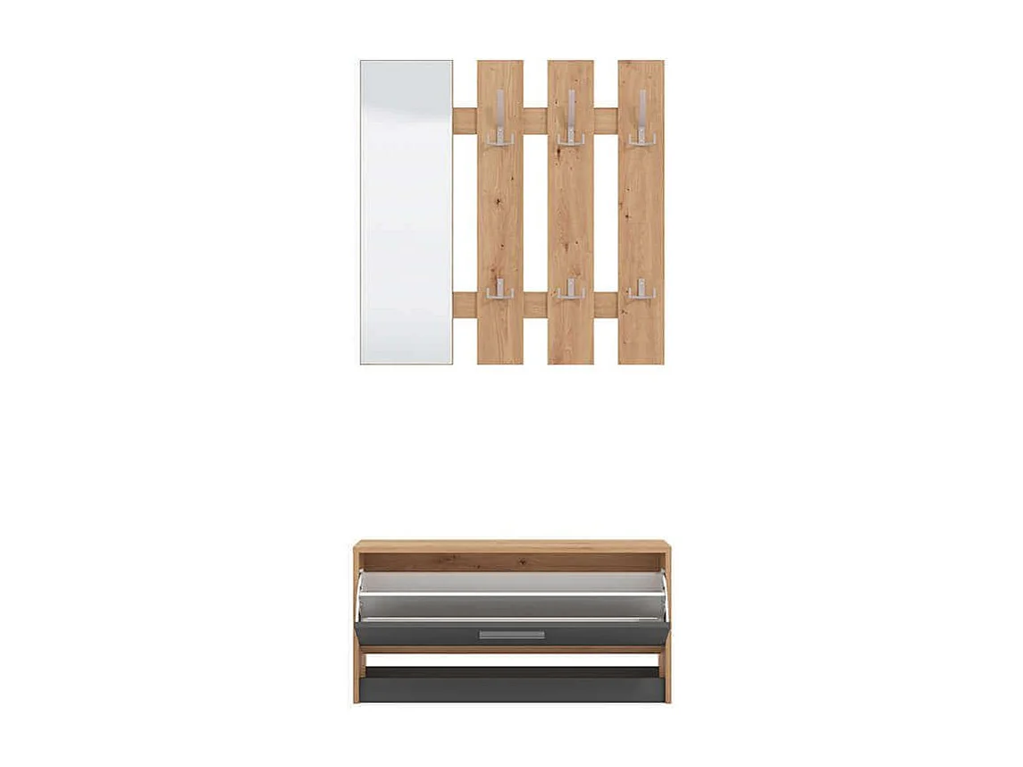 mobile ingresso appendiabiti moderno minimal in legno di design moderno industrial cm 91,6 x 28,1 x 202 h