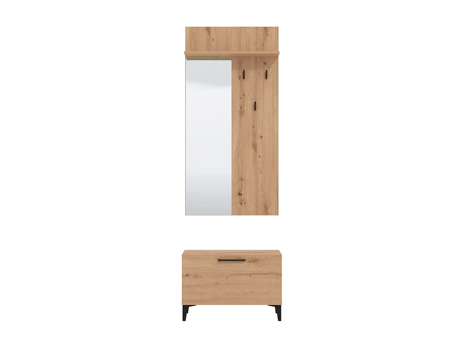 set mobile ingresso appendiabiti con specchio e contenitore di design moderno industrial cm 67,4 x 34,8 x 200 h