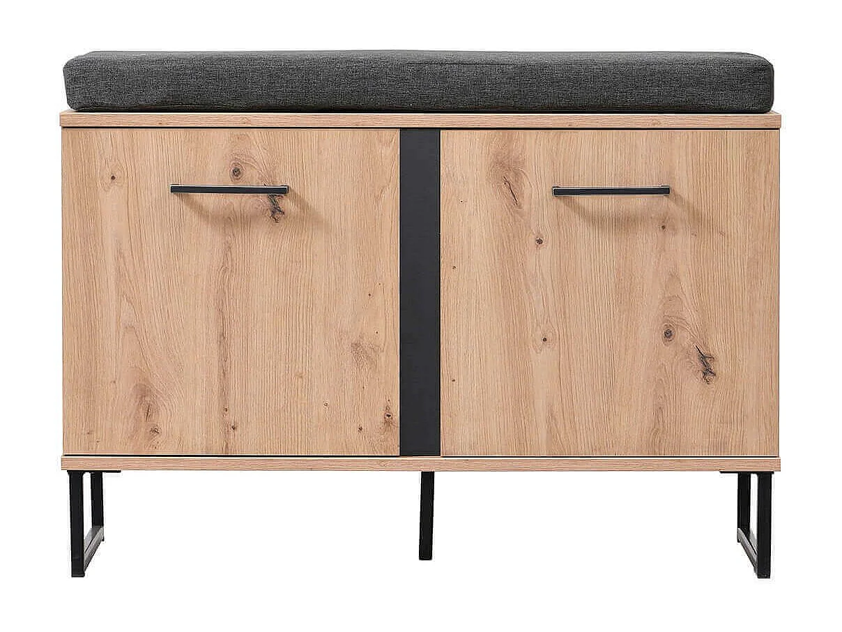 armadietto per ingresso con cuscino colore rovere di design moderno industrial cm 84,5 x 35 x 54,5 h