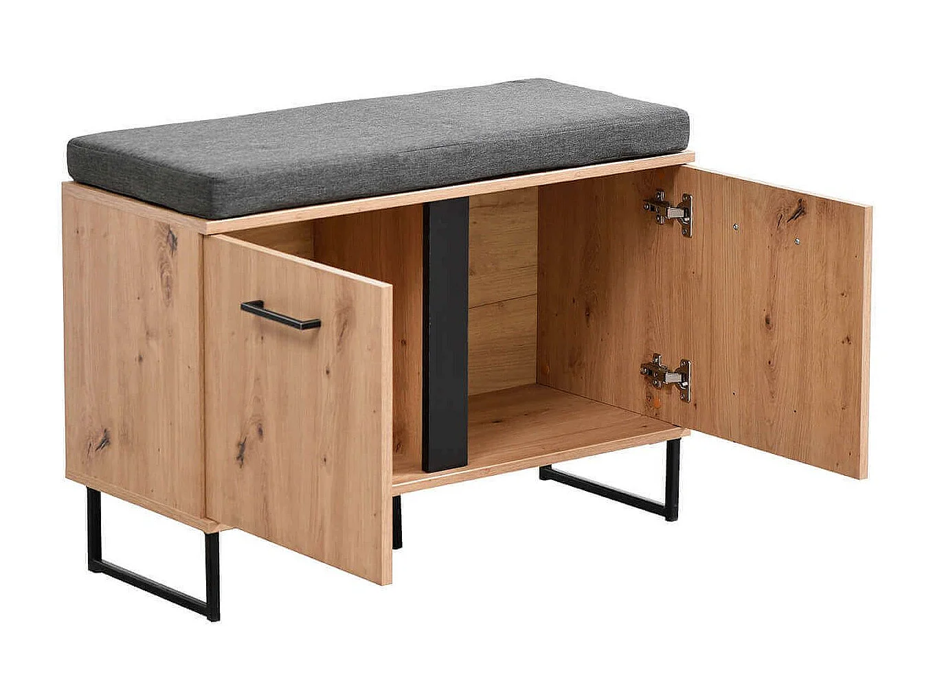 armadietto per ingresso con cuscino colore rovere di design moderno industrial cm 84,5 x 35 x 54,5 h