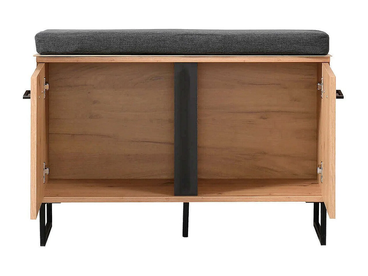 armadietto per ingresso con cuscino colore rovere di design moderno industrial cm 84,5 x 35 x 54,5 h