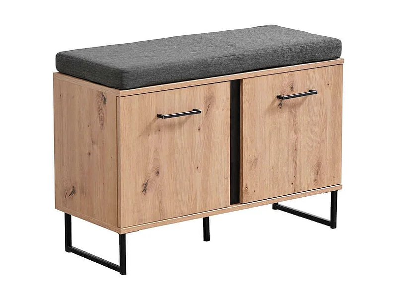 armadietto per ingresso con cuscino colore rovere di design moderno industrial cm 84,5 x 35 x 54,5 h