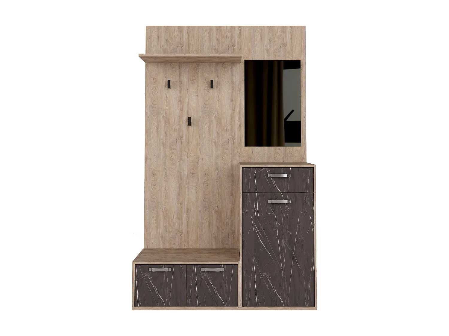 MilaniHome.it - mobile ingresso di design moderno con appendiabiti specchio e scarpiera di coloreMarrone