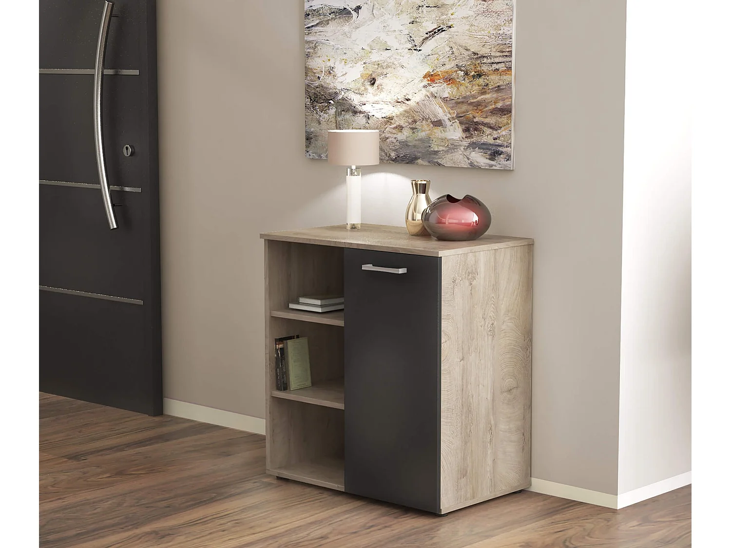 MilaniHome.it - mobile ingresso di design moderno con scarpiera e porta borse di coloreAntracite