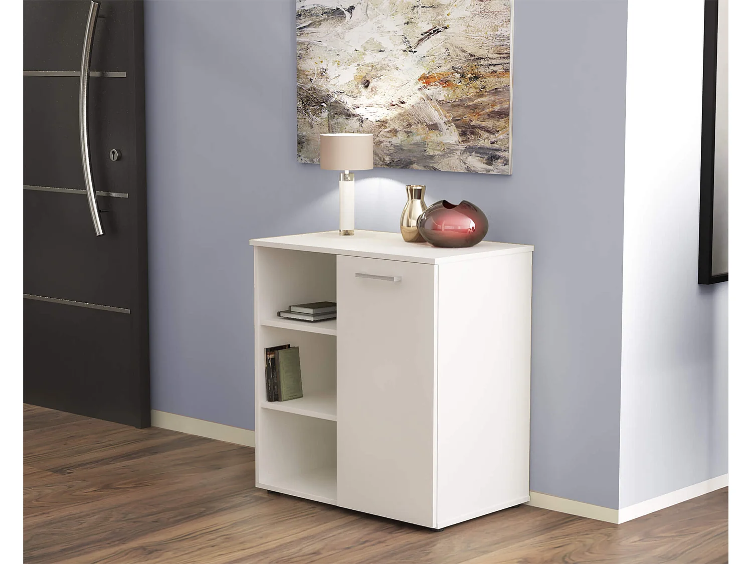 MilaniHome.it - mobile ingresso di design moderno con scarpiera e porta borse di coloreBianco