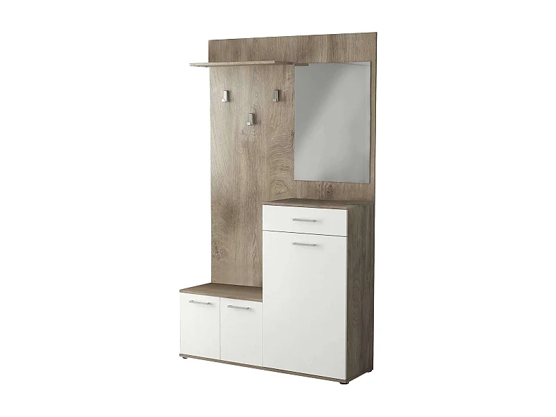 MilaniHome.it - mobile ingresso di design moderno con appendiabiti specchio e scarpiera di coloreMarrone