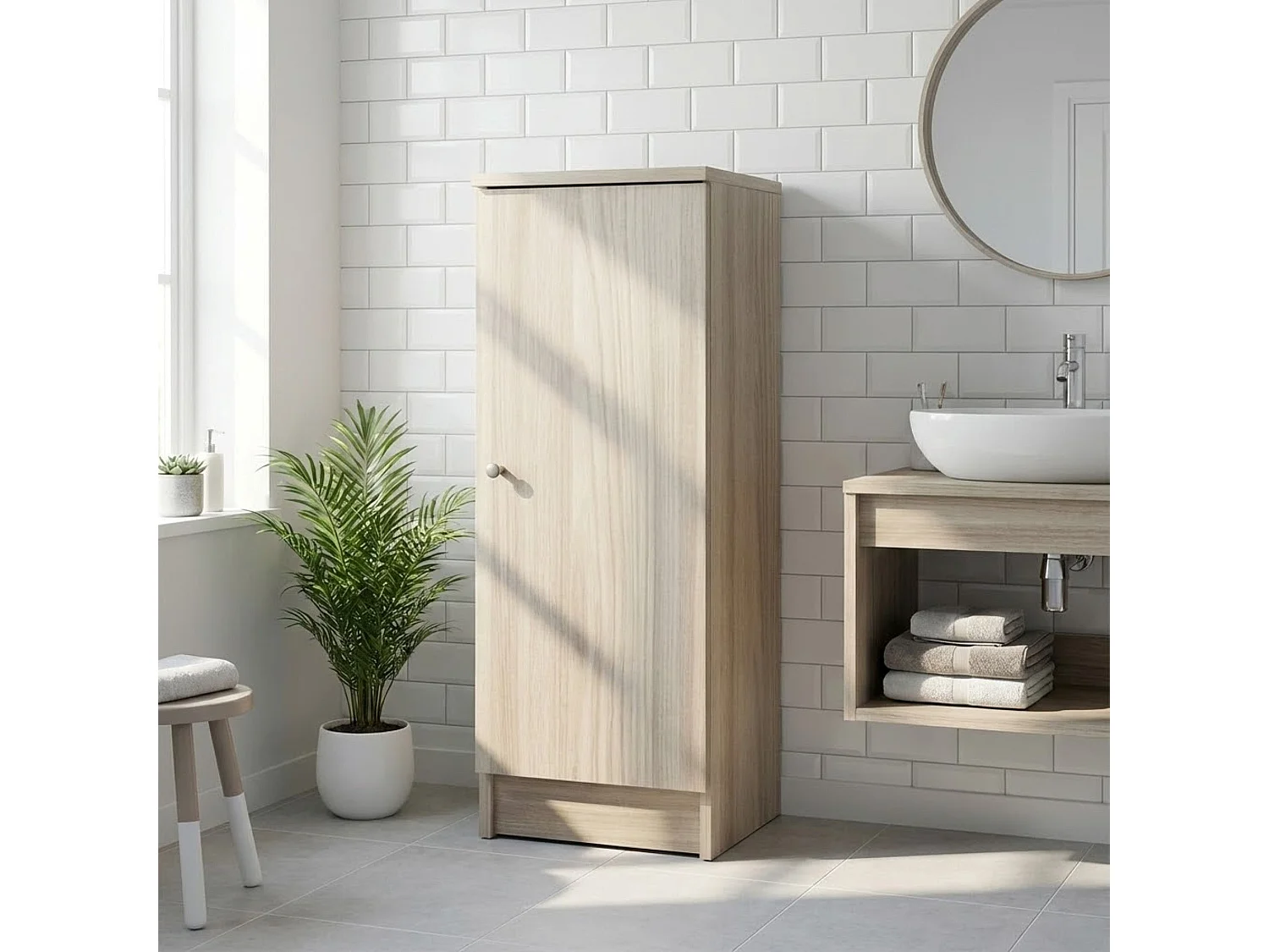 MilaniHome.it - mobiletto portaoggetti ad un'anta di design essenziale cm 31 l x 34 p x 80 hdi coloreMarrone