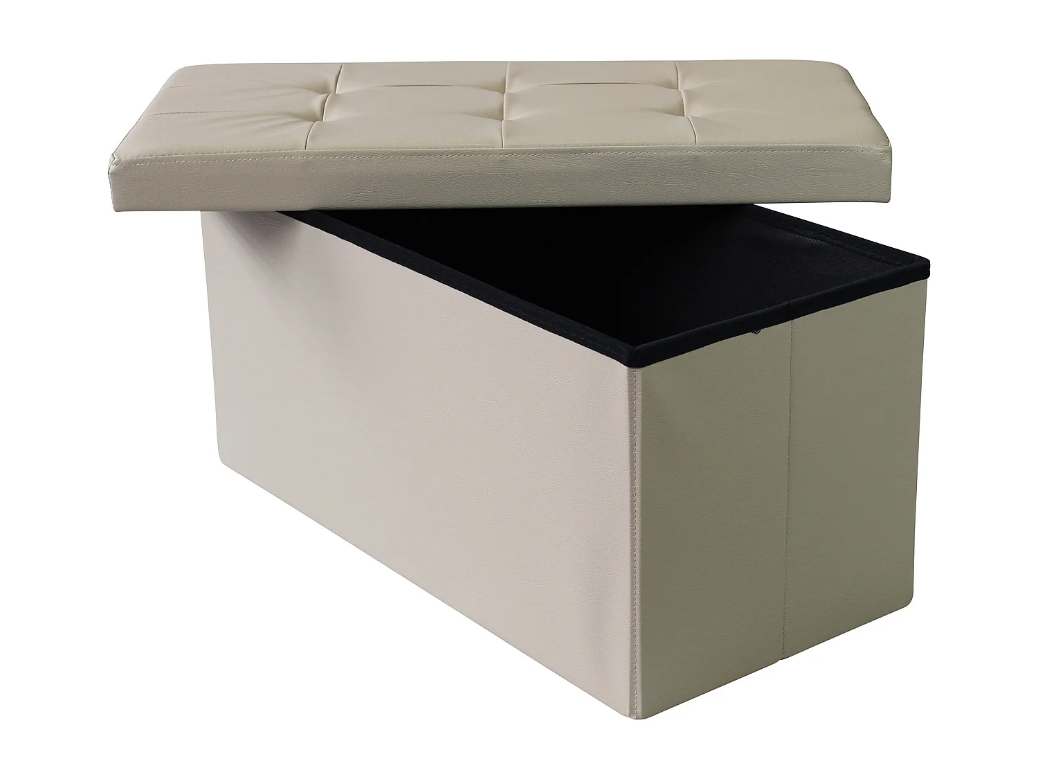MilaniHome.it - pouf rettangolare in ecopelle di design moderno, cm 76 x 38 x 38 hdi coloreTortora