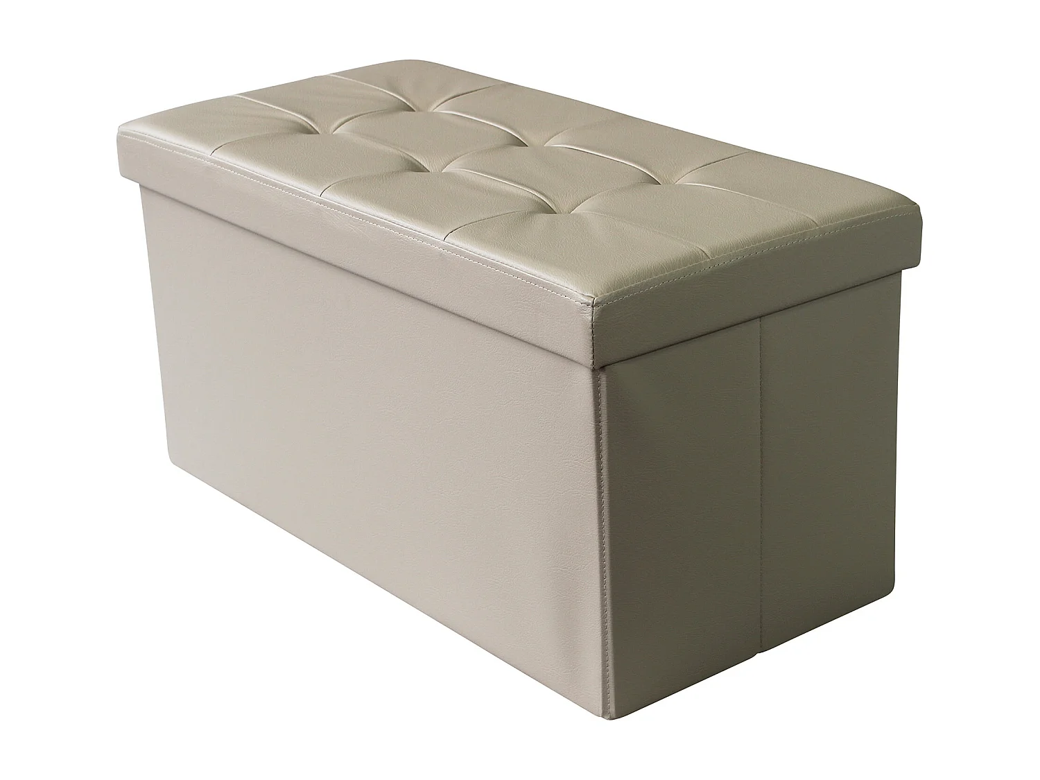 MilaniHome.it - pouf rettangolare in ecopelle di design moderno, cm 76 x 38 x 38 hdi coloreTortora