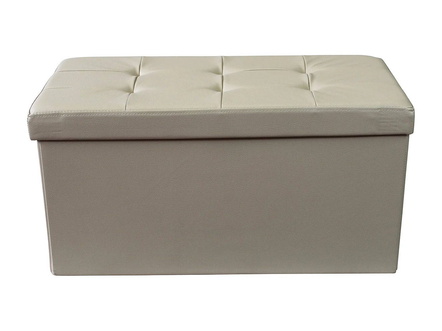 MilaniHome.it - pouf rettangolare in ecopelle di design moderno, cm 76 x 38 x 38 hdi coloreTortora