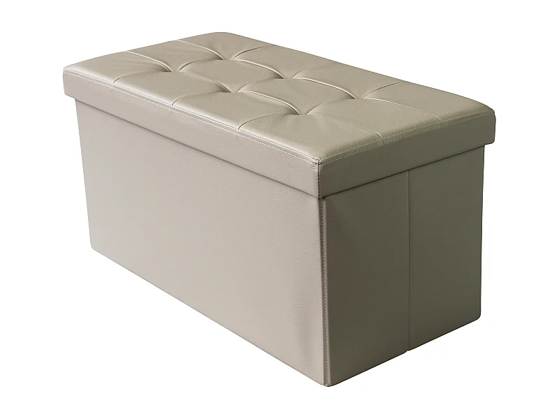 MilaniHome.it - pouf rettangolare in ecopelle di design moderno, cm 76 x 38 x 38 hdi coloreTortora