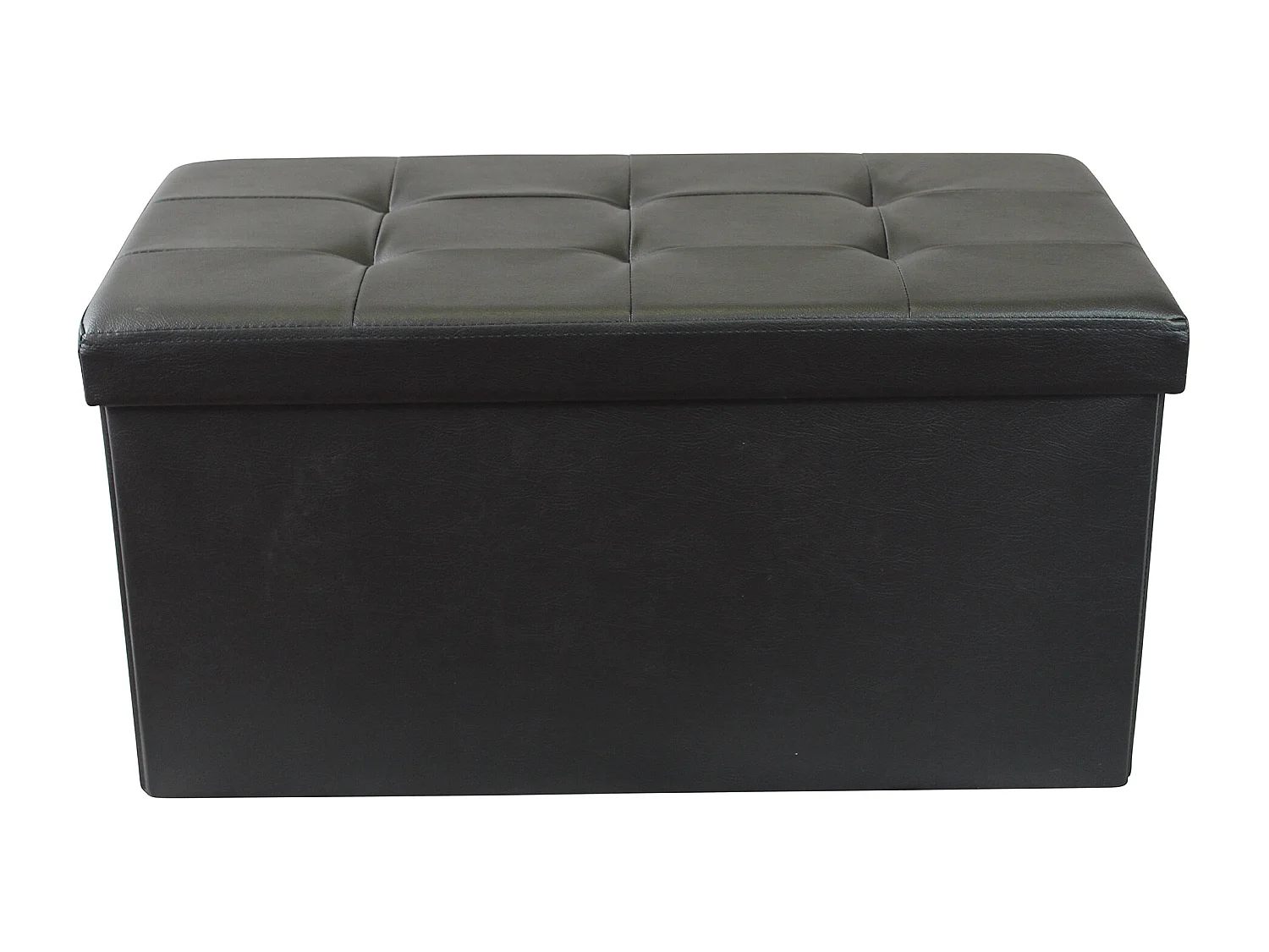 MilaniHome.it - pouf rettangolare in ecopelle di design moderno, cm 76 x 38 x 38 hdi coloreNero