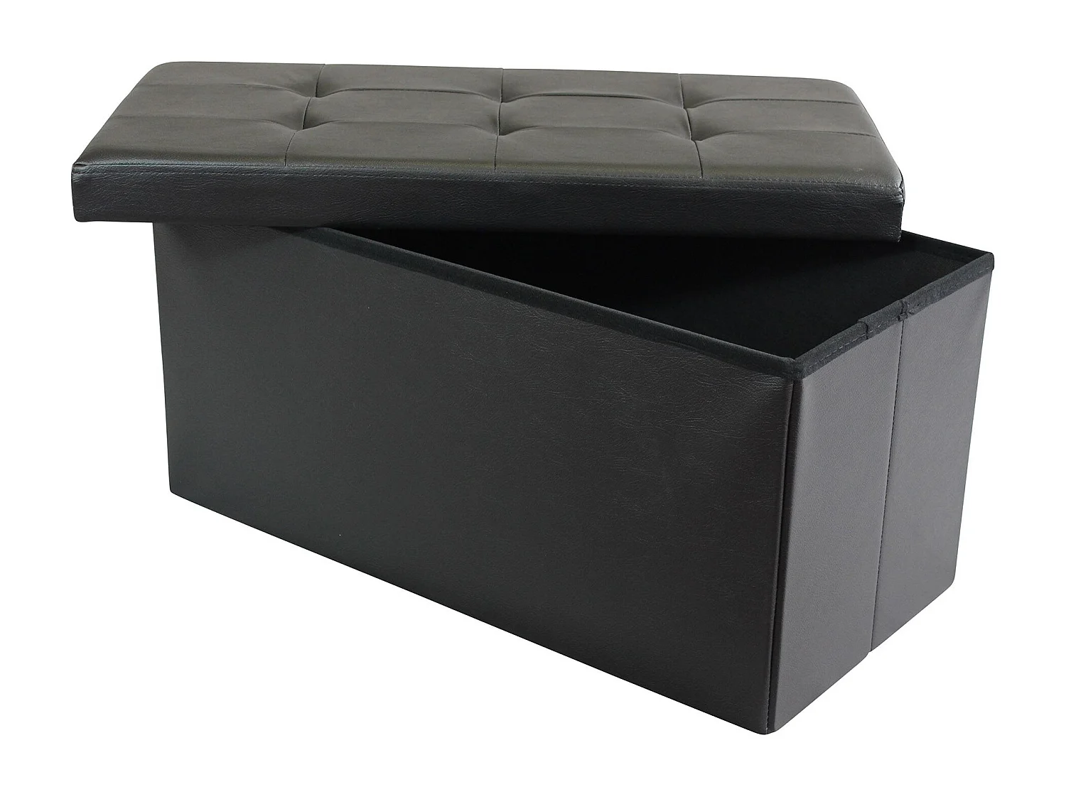 MilaniHome.it - pouf rettangolare in ecopelle di design moderno, cm 76 x 38 x 38 hdi coloreNero