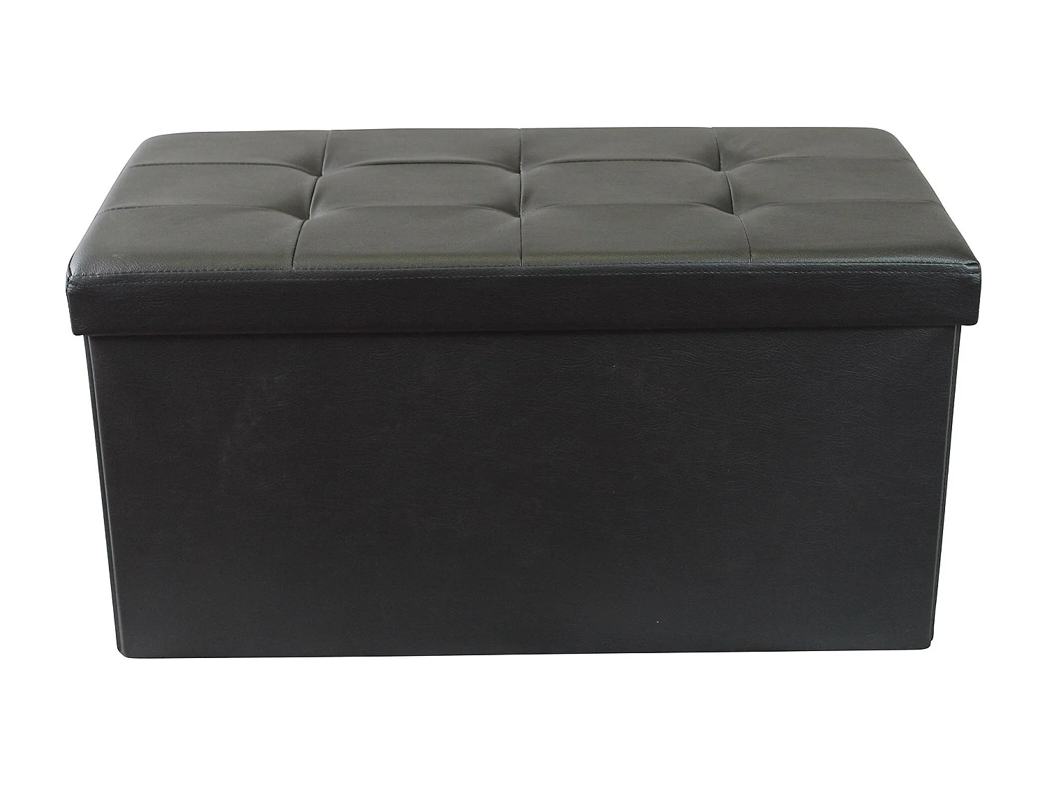 MilaniHome.it - pouf rettangolare in ecopelle di design moderno, cm 76 x 38 x 38 hdi coloreNero