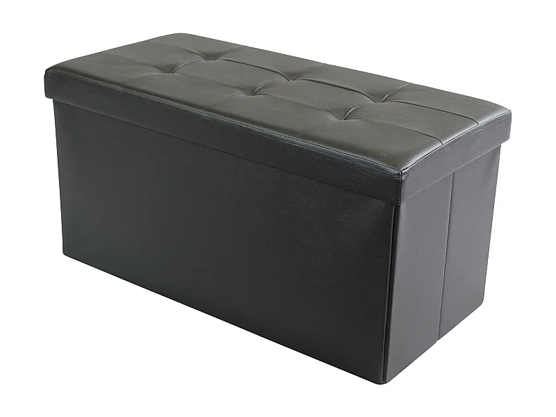 MilaniHome.it - pouf rettangolare in ecopelle di design moderno, cm 76 x 38 x 38 hdi coloreNero