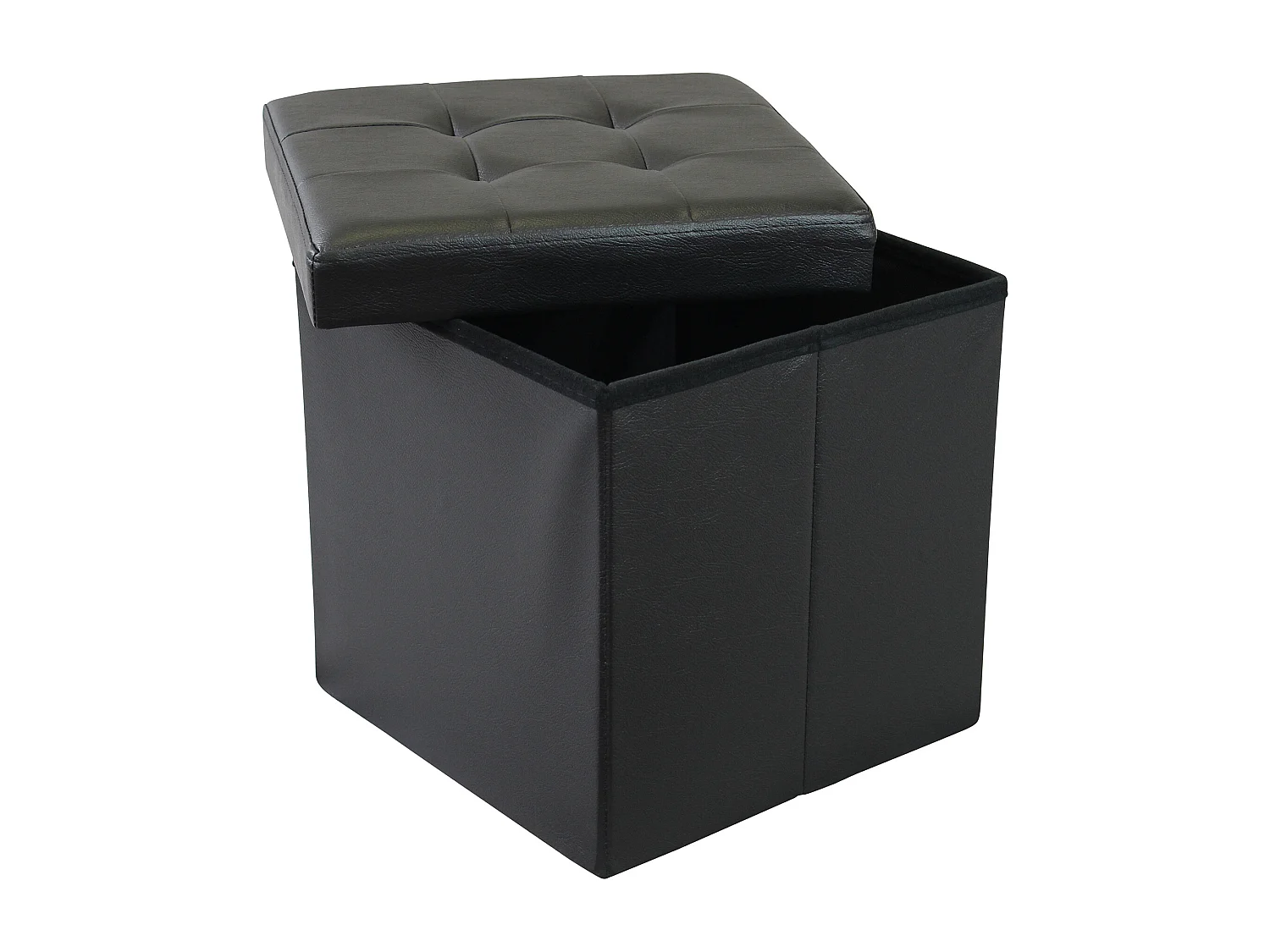 MilaniHome.it - pouf quadrato in ecopelle di design moderno, cm 38 x 38 x 38 hdi coloreNero