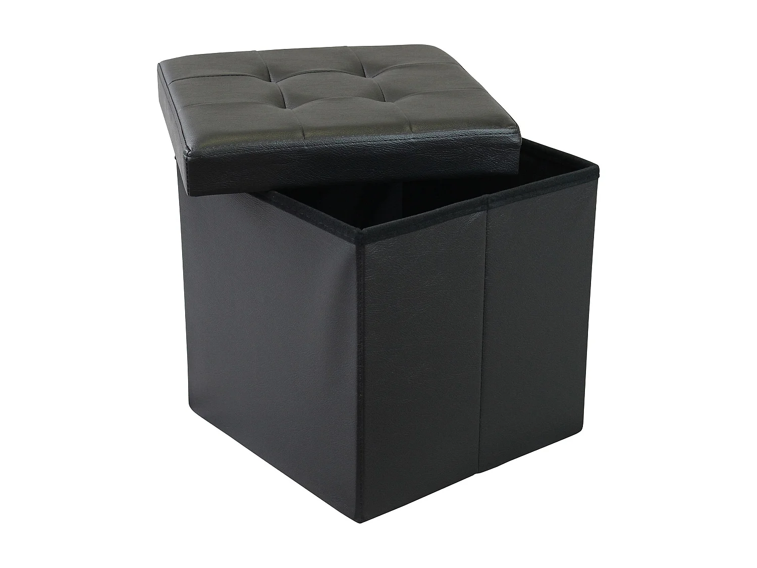 MilaniHome.it - pouf quadrato in ecopelle di design moderno, cm 38 x 38 x 38 hdi coloreNero