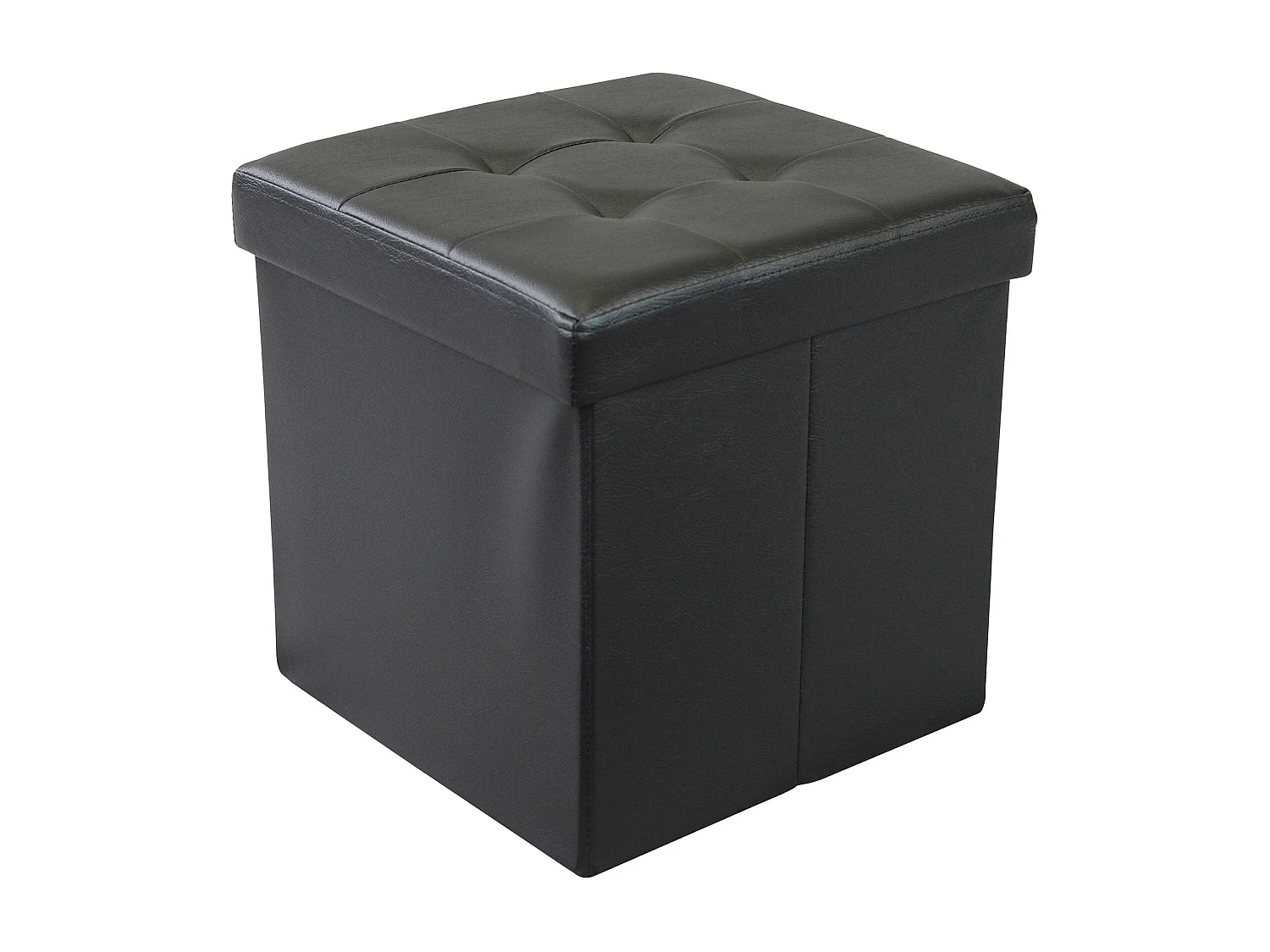 Milani Home - pouf quadrato, ecopelle, seduta poggiapiedi, nero, 38 x 38 x 38 cm