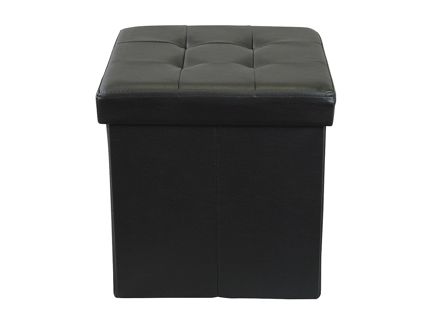 Milani Home - pouf quadrato, ecopelle, seduta poggiapiedi, nero, 38 x 38 x 38 cm