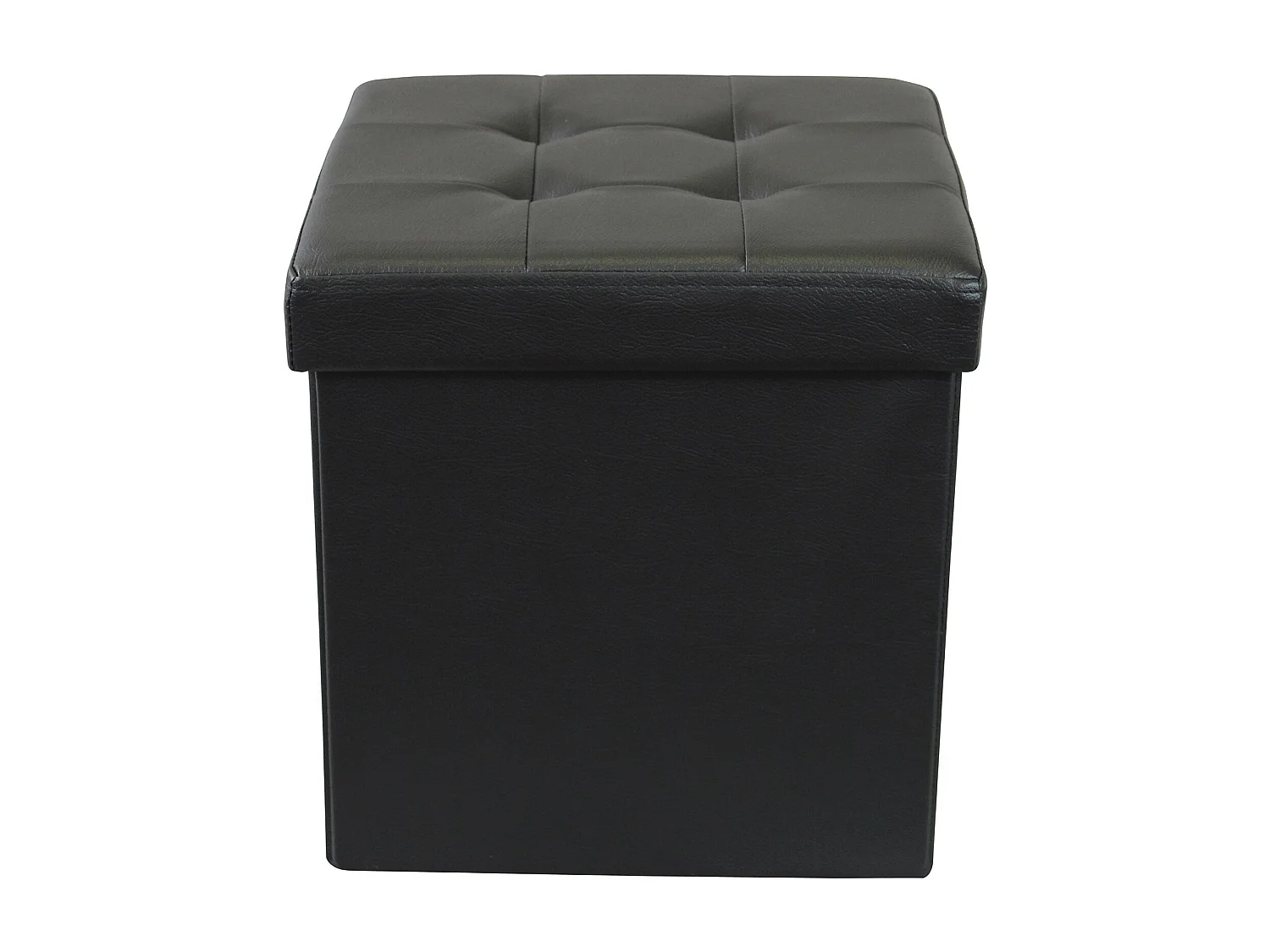 Milani Home - pouf quadrato, ecopelle, seduta poggiapiedi, nero, 38 x 38 x 38 cm