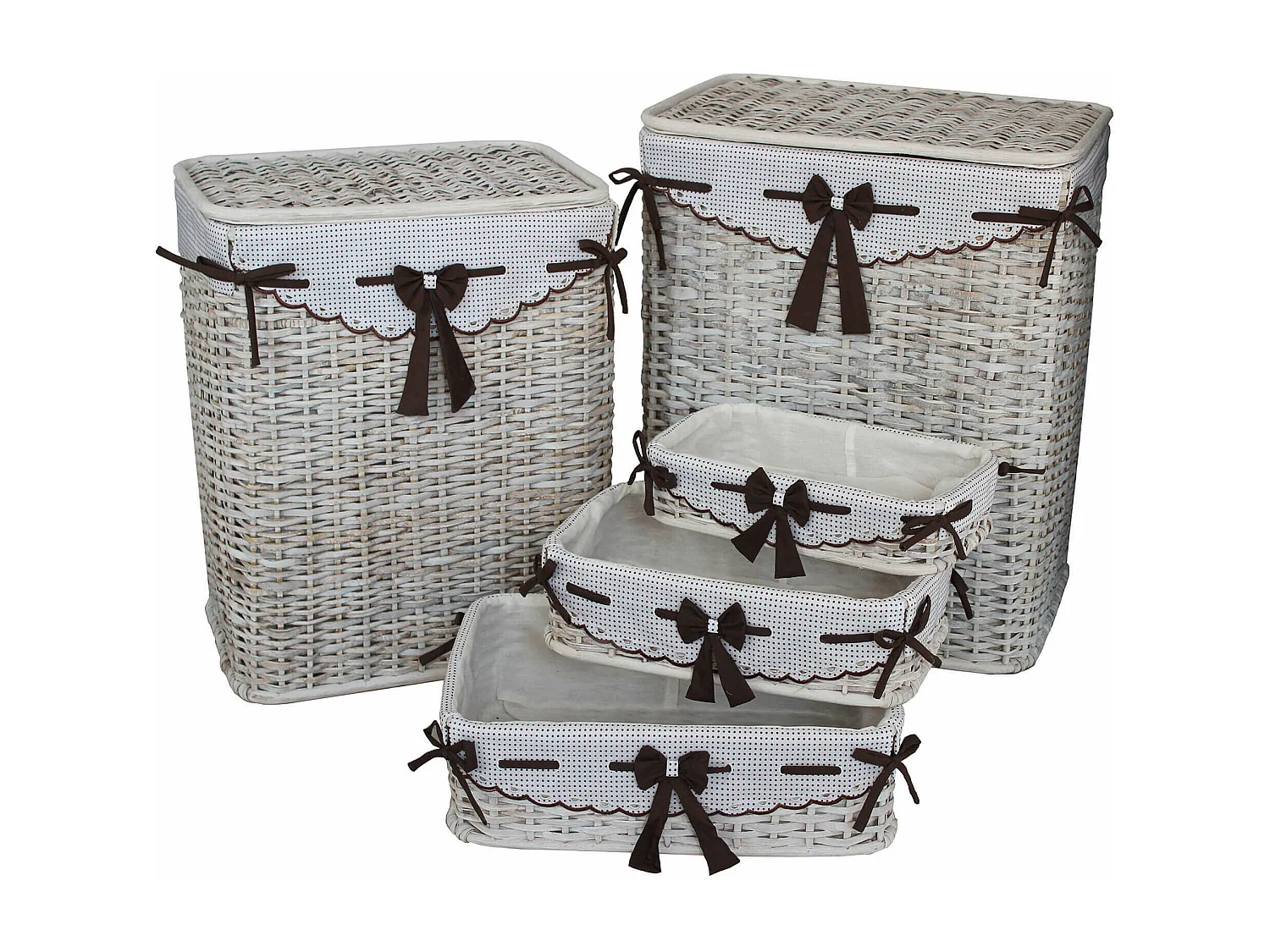MilaniHome.it - Set Di 5 Cesti Porta Biancheria Per Interno Camera Cameretta Bagno Lavanderia Salottodi coloreTortora