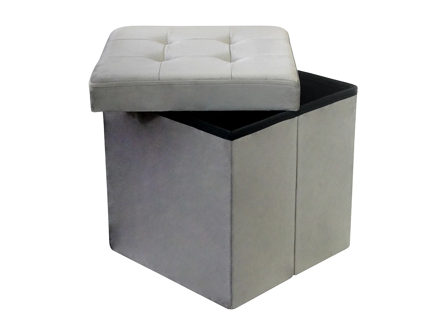 MilaniHome.it - pouf quadrato in velluto di design moderno, cm 38 x 38 x 38 hdi coloreTortora