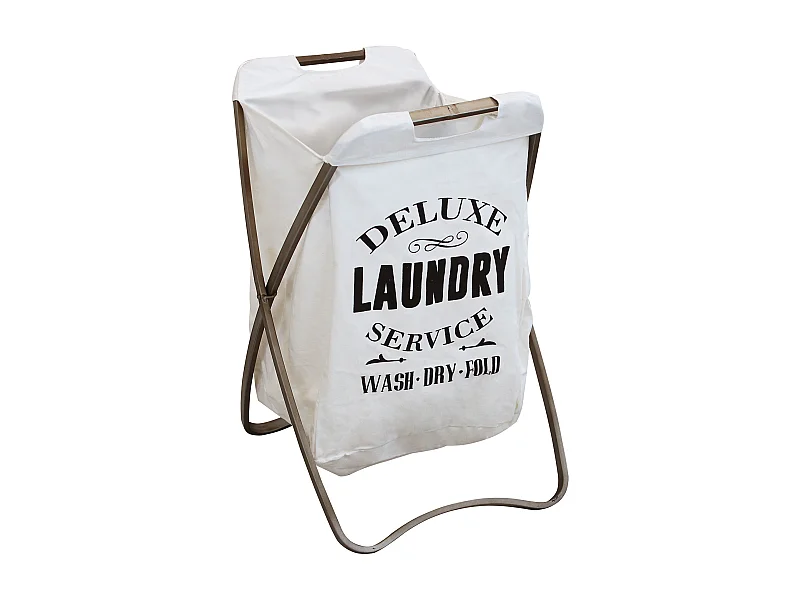 MilaniHome.it - Cesto Porta Biancheria In Tessuto E Metallo Stile Moderno Di Designdi coloreBianco