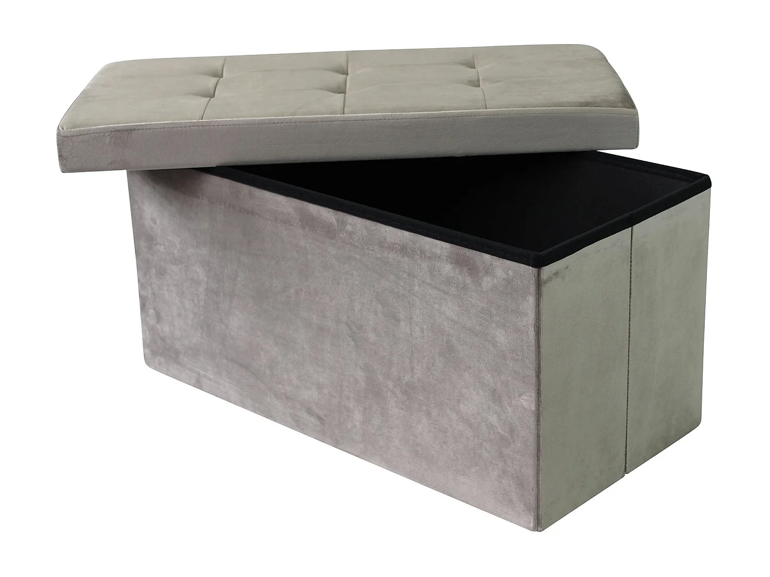 MilaniHome.it - pouf rettangolare in velluto di design moderno, cm 76 x 38 x 38 hdi coloreTortora