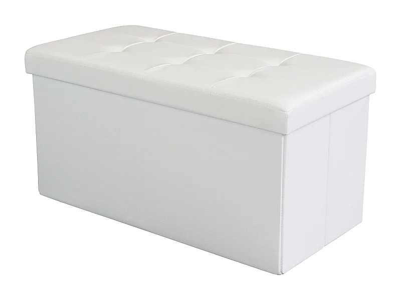 MilaniHome.it - pouf rettangolare in ecopelle di design moderno, cm 76 x 38 x 38 hdi coloreBianco