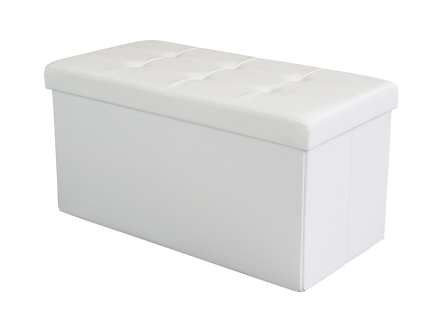 MilaniHome.it - pouf rettangolare in ecopelle di design moderno, cm 76 x 38 x 38 hdi coloreBianco