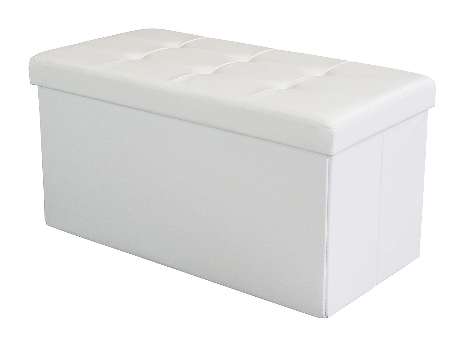 MilaniHome.it - pouf rettangolare in ecopelle di design moderno, cm 76 x 38 x 38 hdi coloreBianco
