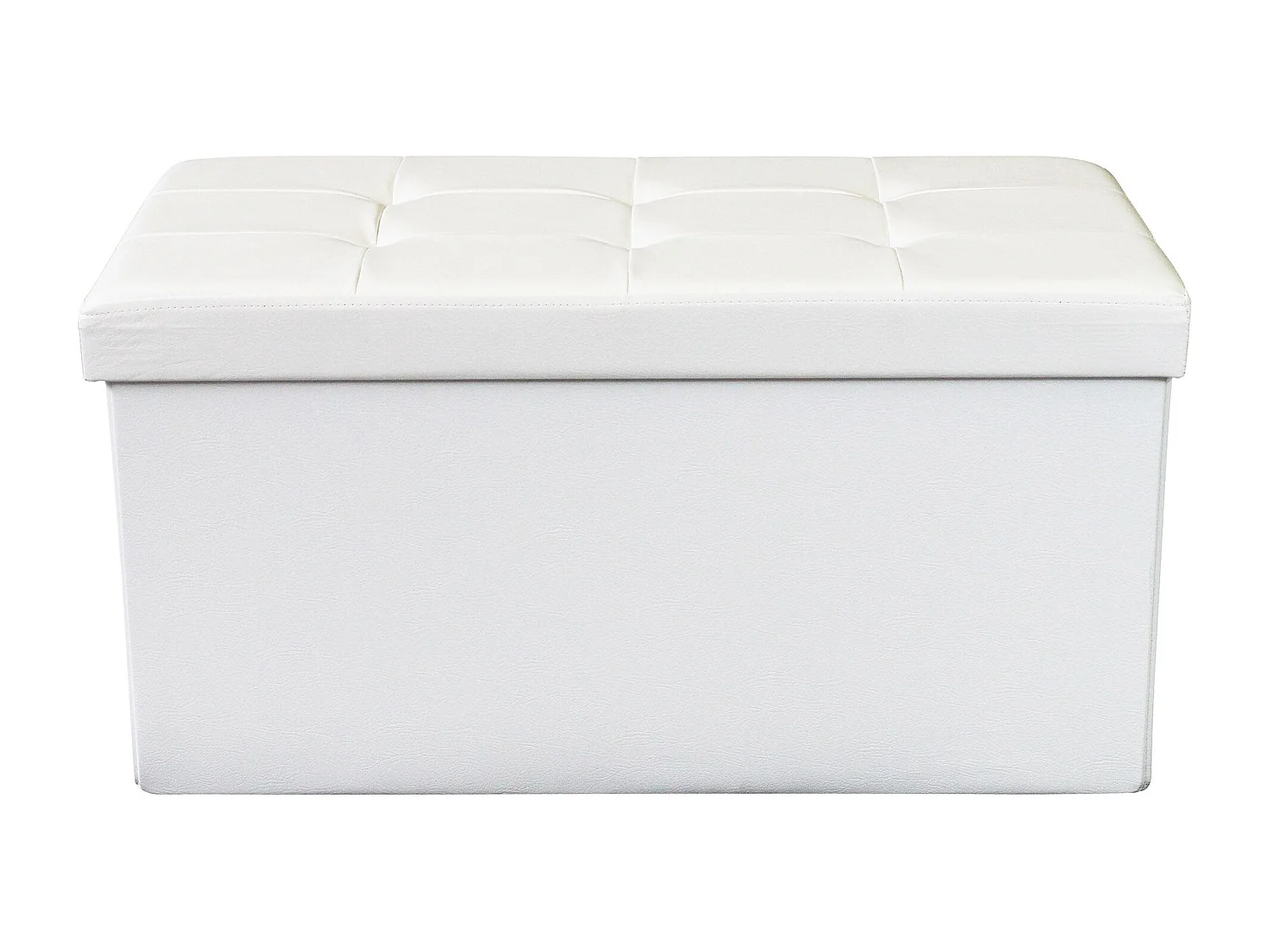 MilaniHome.it - pouf rettangolare in ecopelle di design moderno, cm 76 x 38 x 38 hdi coloreBianco