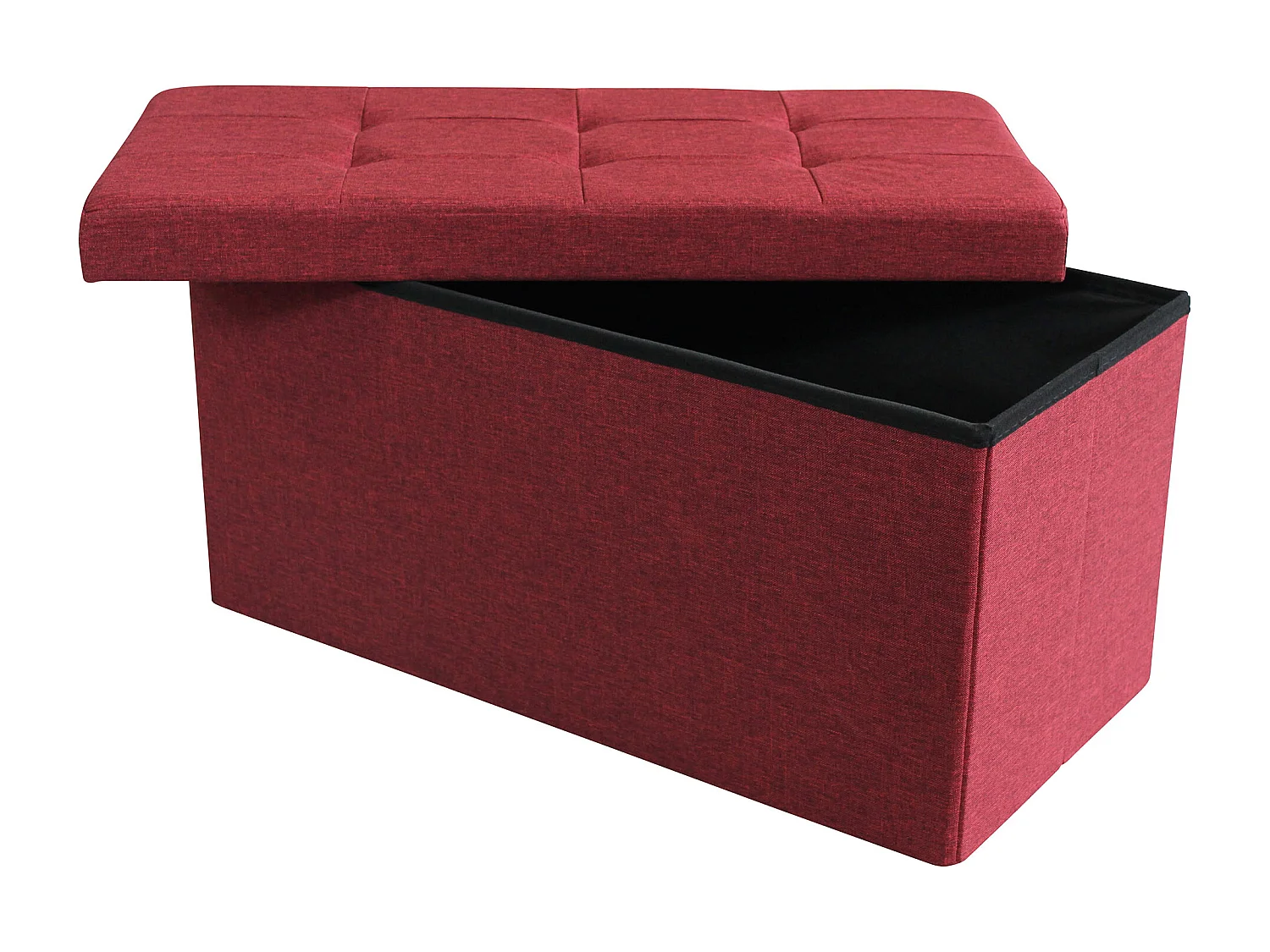 MilaniHome.it - pouf rettangolare in stoffa di design moderno, cm 76 x 38 x 38 hdi coloreRosso