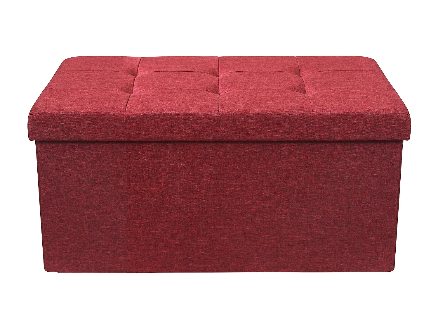 MilaniHome.it - pouf rettangolare in stoffa di design moderno, cm 76 x 38 x 38 hdi coloreRosso