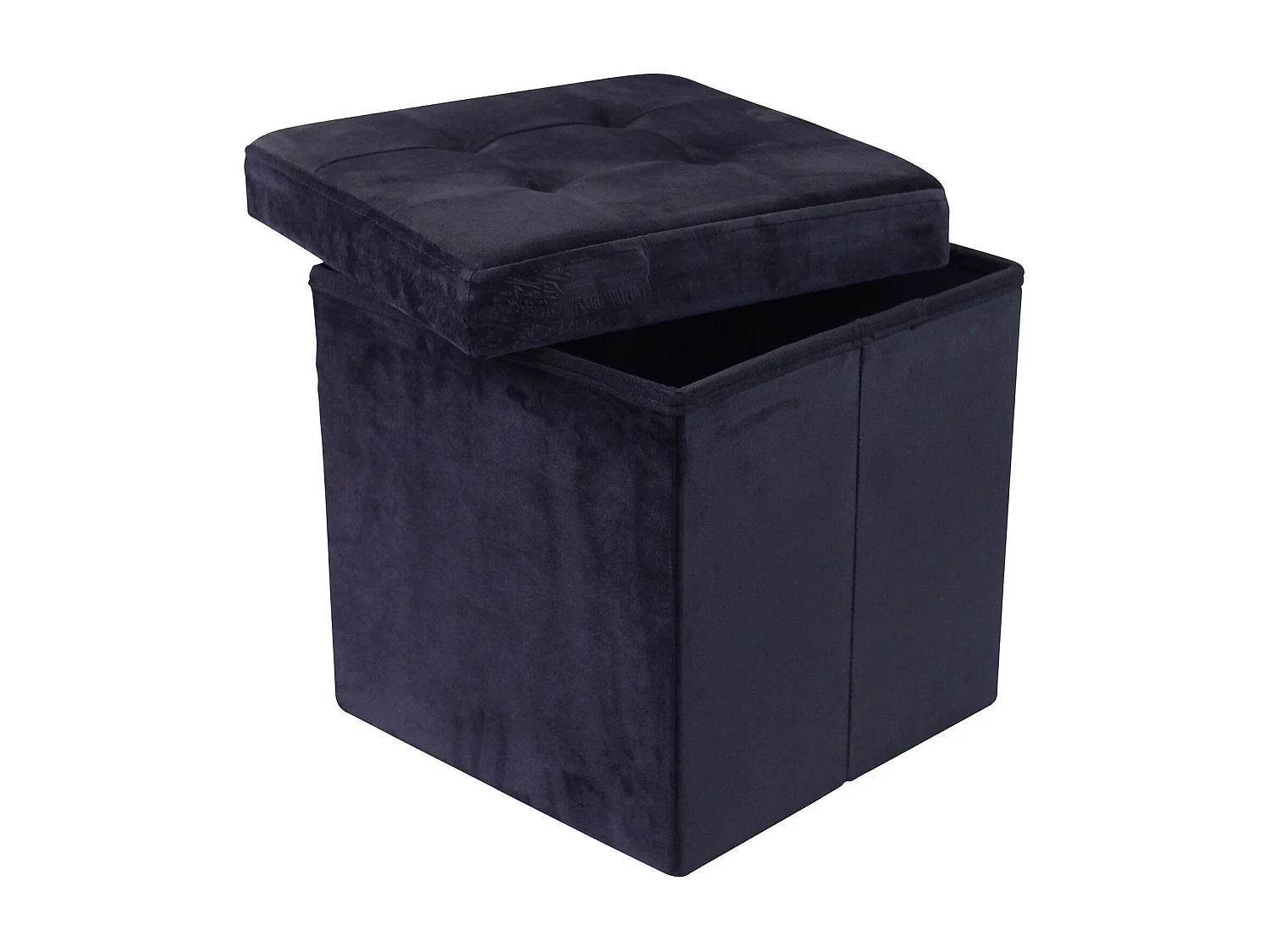 MilaniHome.it - pouf quadrato in velluto di design moderno, cm 38 x 38 x 38 hdi coloreNero